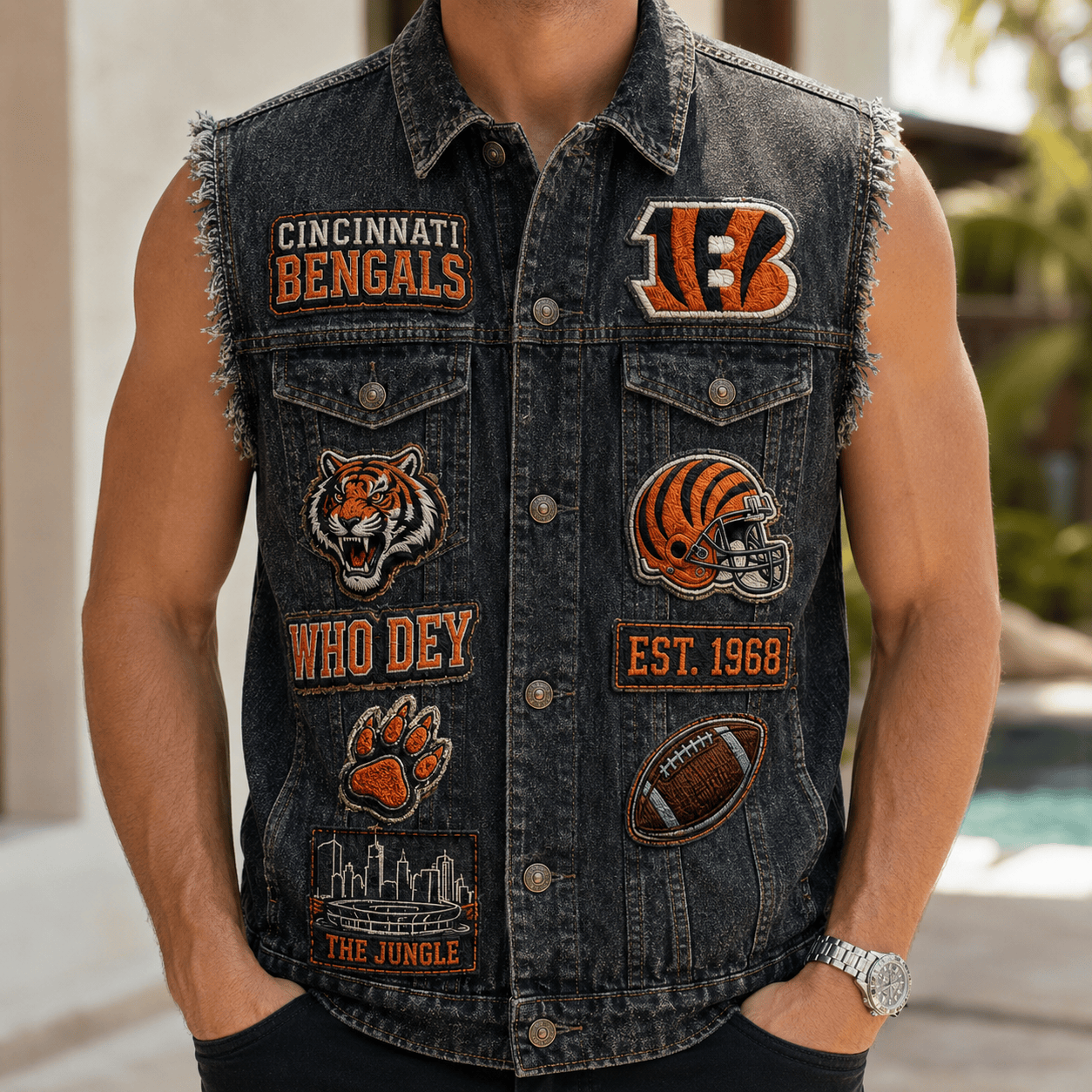 CCBG PREMIUM DENIM VEST LNTH