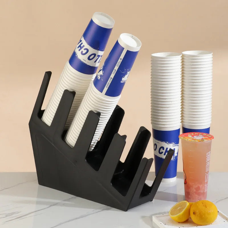 Black Slanted Four Grid Cup Holder, Disposable Paper Cup Holder, Milk Tea Shop Cup Picker, Bar Counter Cup Storage Rack