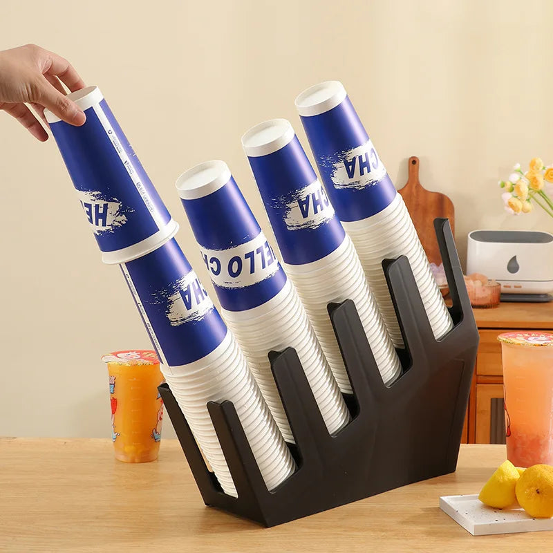Black Slanted Four Grid Cup Holder, Disposable Paper Cup Holder, Milk Tea Shop Cup Picker, Bar Counter Cup Storage Rack
